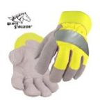 Revco 5B-Lim Shoulder Split Cowhide -- Hi-Vis Basic Leather Palm Work Gloves, Black Stallion