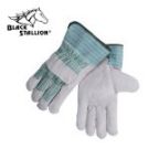 Revco 5Be Split Cowhide -- Strap Back Basic Leather Palm Work Gloves, Black Stallion