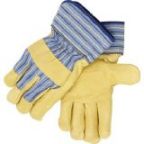 Revco 5P Grain Pigskin -- Strap Back Premium Leather Palm Work Gloves, Black Stallion