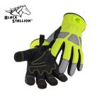 Revco 98Hv Spandex And Synthetic Leather Reinforced Hi-Vis Ergonomic Gloves, Black Stallion