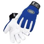 Revco 99G-Blue Action Spandex And Genuine Leather Ergonomic Gloves, Black Stallion