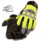 Revco 99Hv Spandex And Grain Pigskin Reinforced Hi-Vis Ergonomic Gloves, Black Stallion