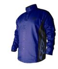 Revco Bxrb9C Bsx Stryker Blue Fr Welding Jacket With Blue Flames, Black Stallion