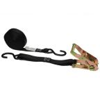 1" X 15' Ratchet Strap W/ Vinyl Coated S-Hook (Black)