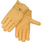 Revco 17A Top Grain Elkskin -- Pull Strap Driver'S Style Gloves, Black Stallion