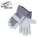 Revco 6B Shoulder Split Cowhide -- Strap Back Basic Leather Palm Work Gloves, Black Stallion