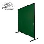 Revco 6X6Vf1-Grn 14 Mil 6' X 6' Green Saf-Vu 1 Panel Welding Screen & Frame Set, Black Stallion