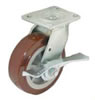 5" X 2" Poly Swivel Caster, W/Plas Hub, W Brake 500 Lbs